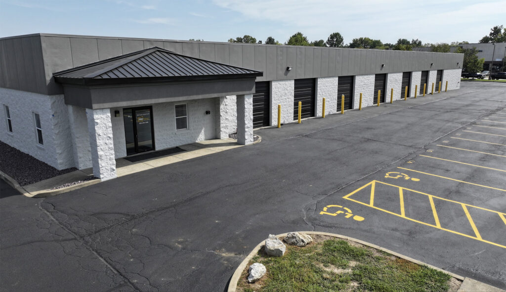 Flex space warehouse with drive-up roll-up doors and an attached office suite